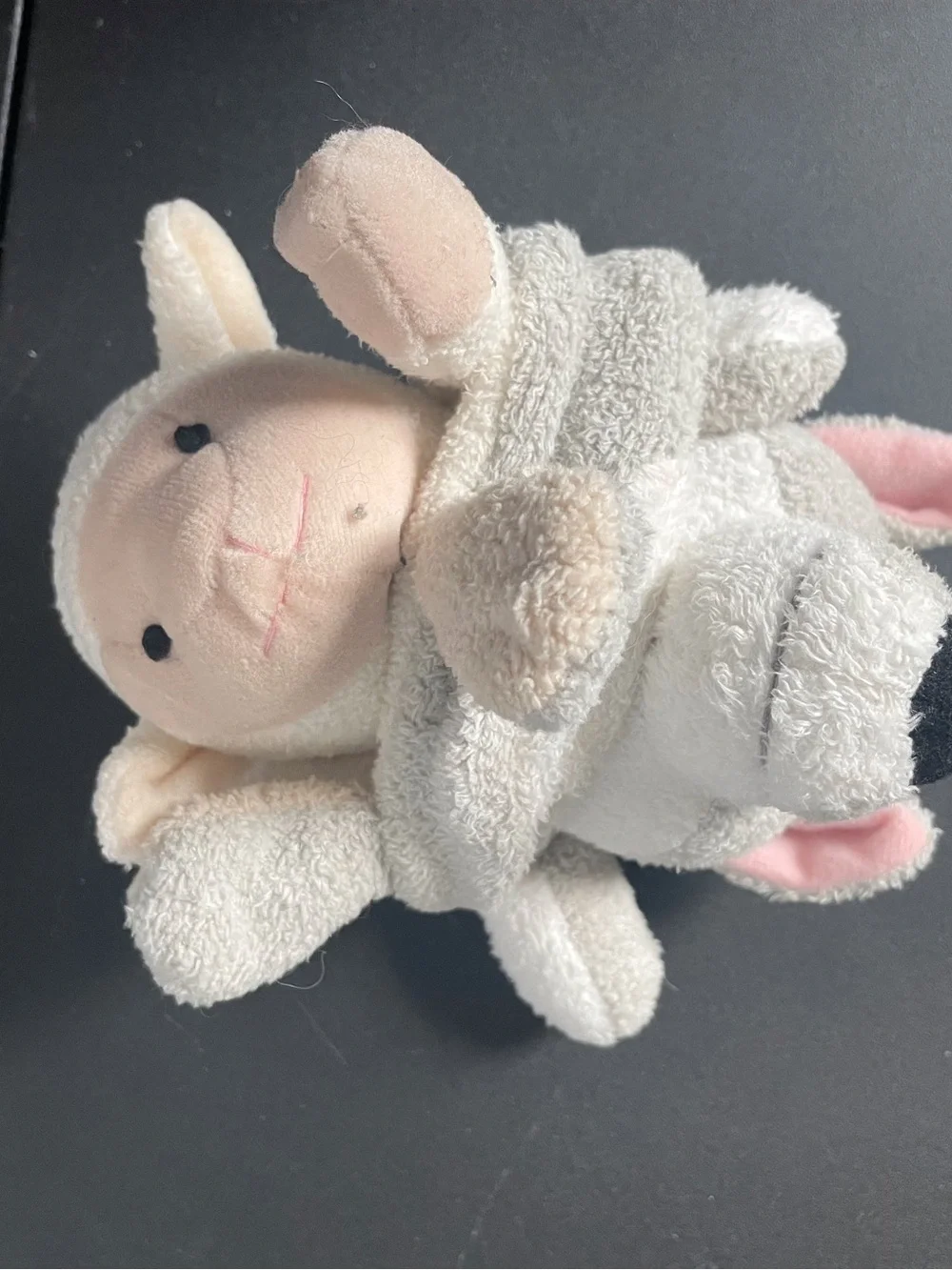 Cost Plus World Market Grey and Cream Plush Wolf and Sheep Toy